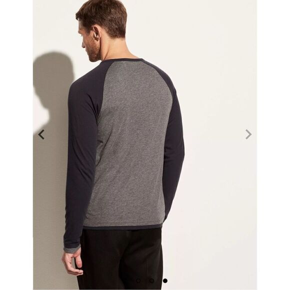 Vince Men's Gray/Black Double Layer Baseball Crew-Neck Long Sleeve T-Shirt Sz XL - Picture 3 of 8